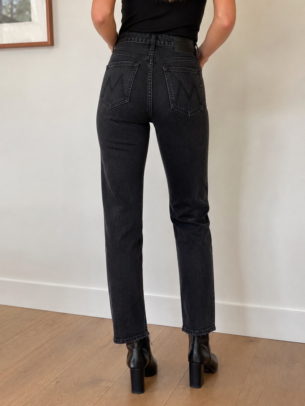 MOTHER High Waisted Rider Skimp Black Jeans Size 27